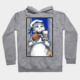 Sailor Cat With Ice Cream - Black Outlined Version Hoodie